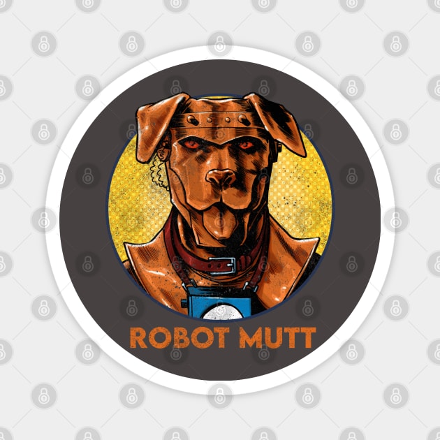 Robot Mutt - distressed Magnet by ThirteenthFloor